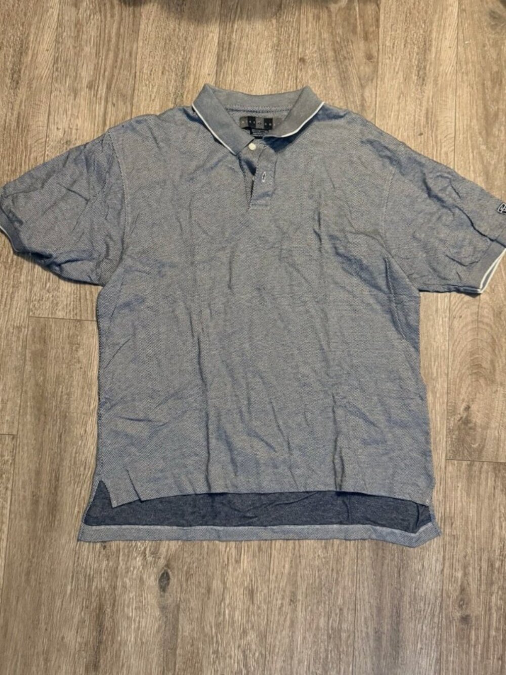 VINTAGE Nike Polo Shirt Mens L Gray Herringbone Tiger Woods Golf Swoosh 90s